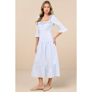 Lulus Meadowlark Light Blue Tiered Midi Dress - Size S